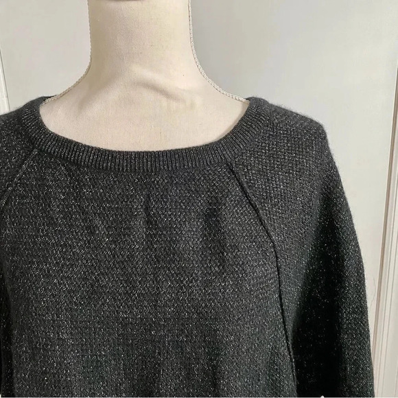 Joie Jolena Wool Cashmere Poncho Sweater XS Black Silver Metallic Shimmer Knit - Picture 3 of 16